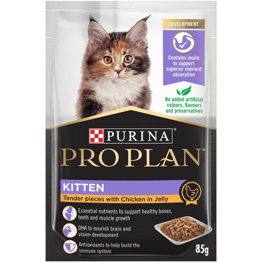 Pro Plan Tender Chicken In Jelly Kitten Pouch Cat Food 85g x 12 (Exp 31Jan26)