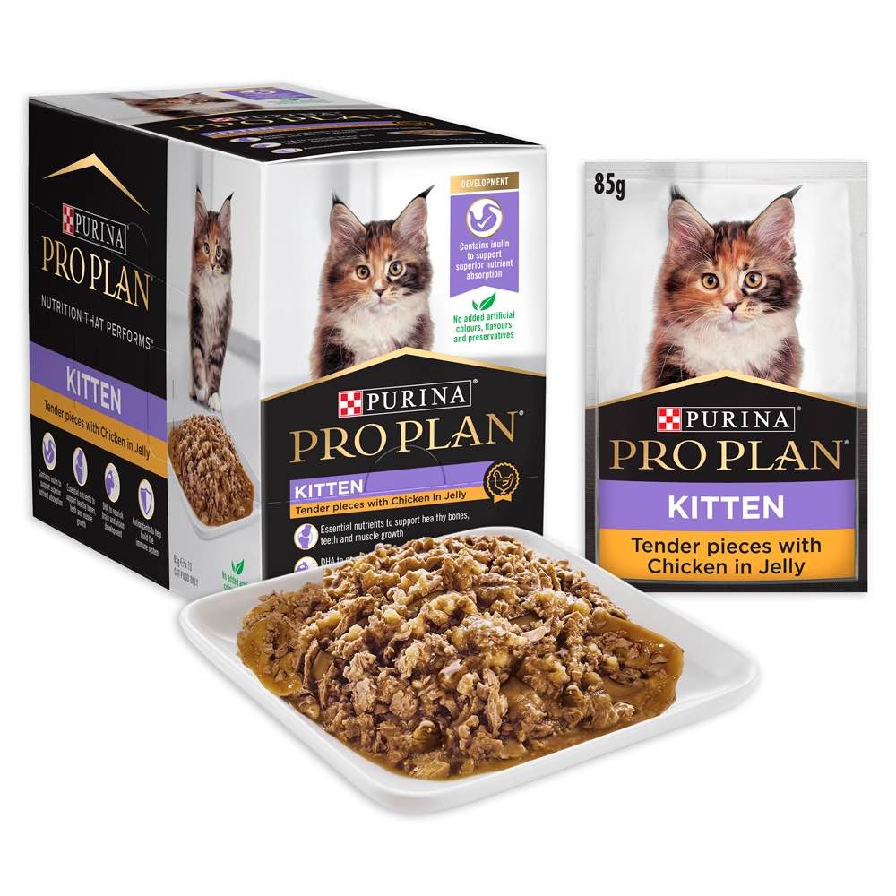 Pro Plan Tender Chicken In Jelly Kitten Pouch Cat Food 85g x 12 (Exp 31Jan26)