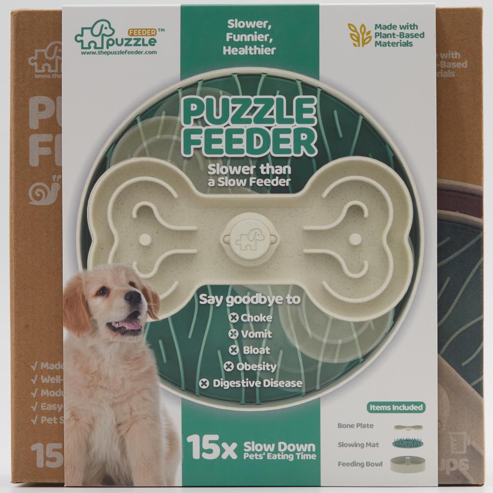 "Puzzle Feeder Interactive Dog Bowl (Broken Wave, Green)"