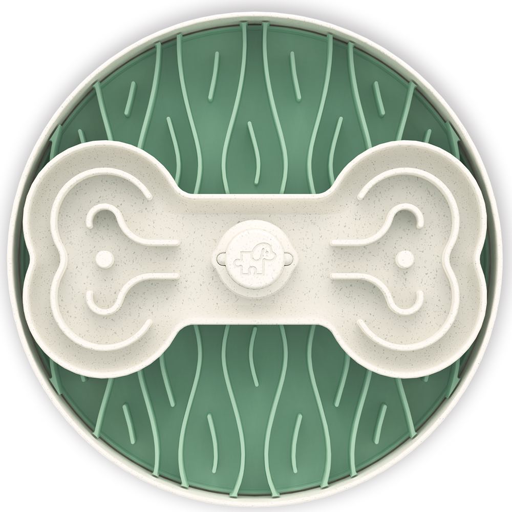 "Puzzle Feeder Interactive Dog Bowl (Broken Wave, Green)"