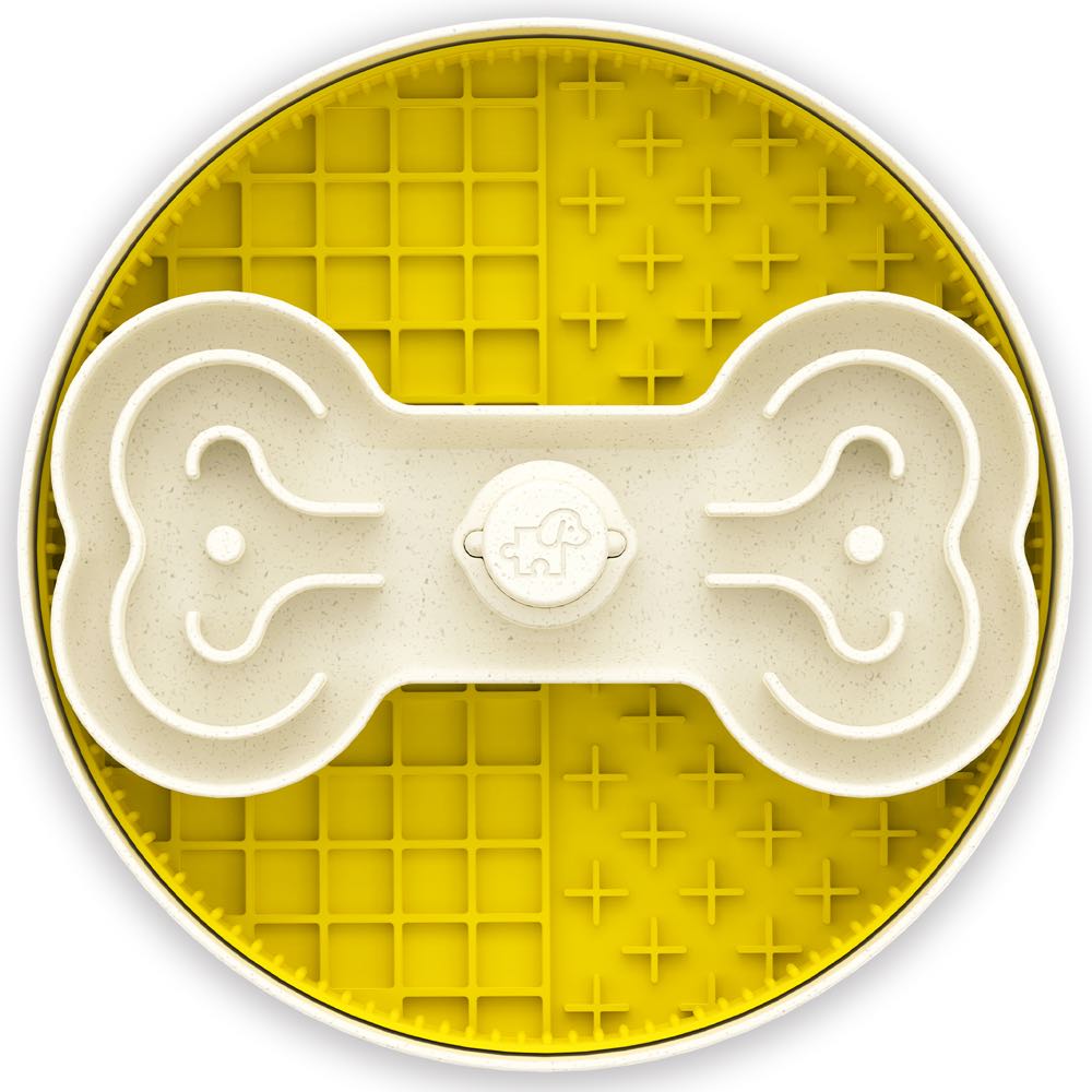 Puzzle Feeder Lick Interactive Dog Bowl (Yellow)