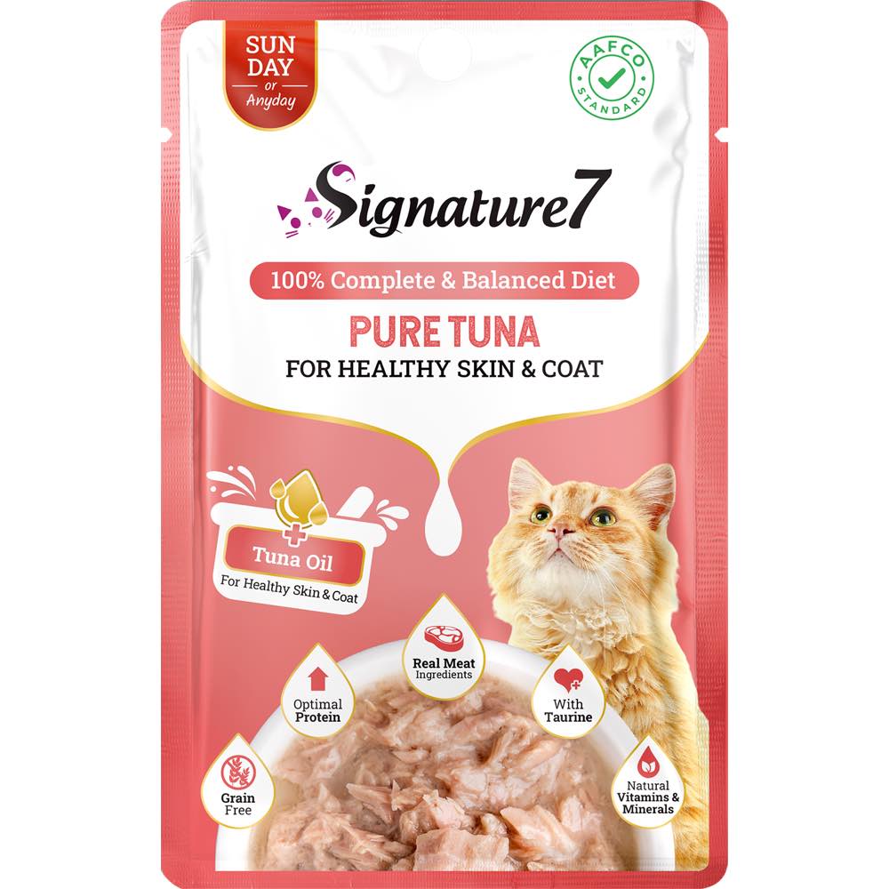 $3 OFF: Signature7 Pure Tuna For Healthy Skin & Coat (Sun) Grain-Free Pouch Cat Food 50g x 12