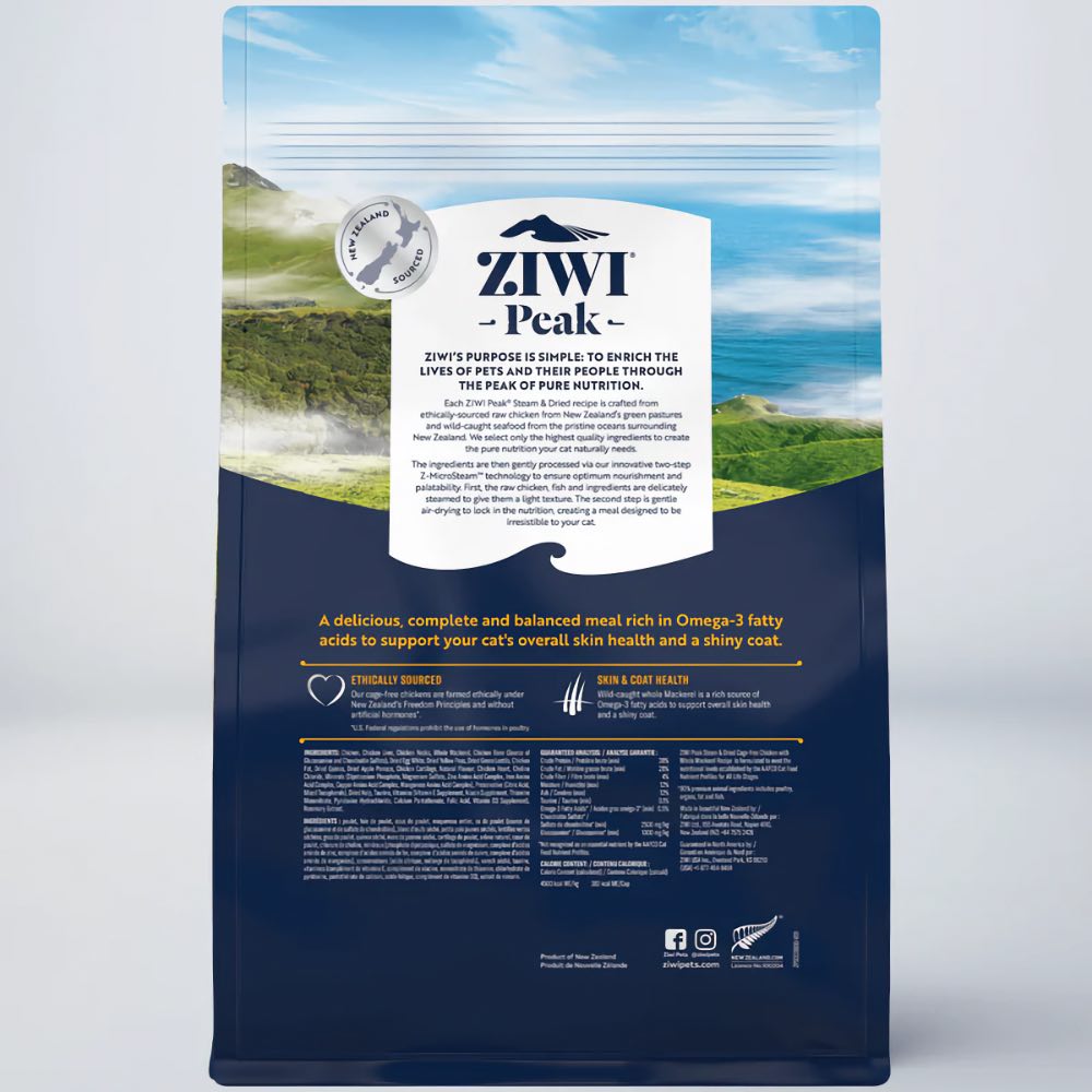 25% OFF: Ziwi Peak Cage Free Chicken With Whole Mackerel Recipe Steam & Dried Cat Food